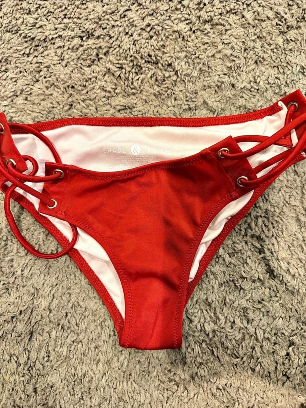 Andie Red & White Tie-Side Bikini Bottom